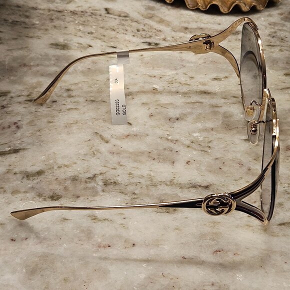 RARE GUCCI RED WHITE BLUE WEB RETRO OVAL GOLD DOUBLE G OVERSIZED SUNGLASSES main image 6